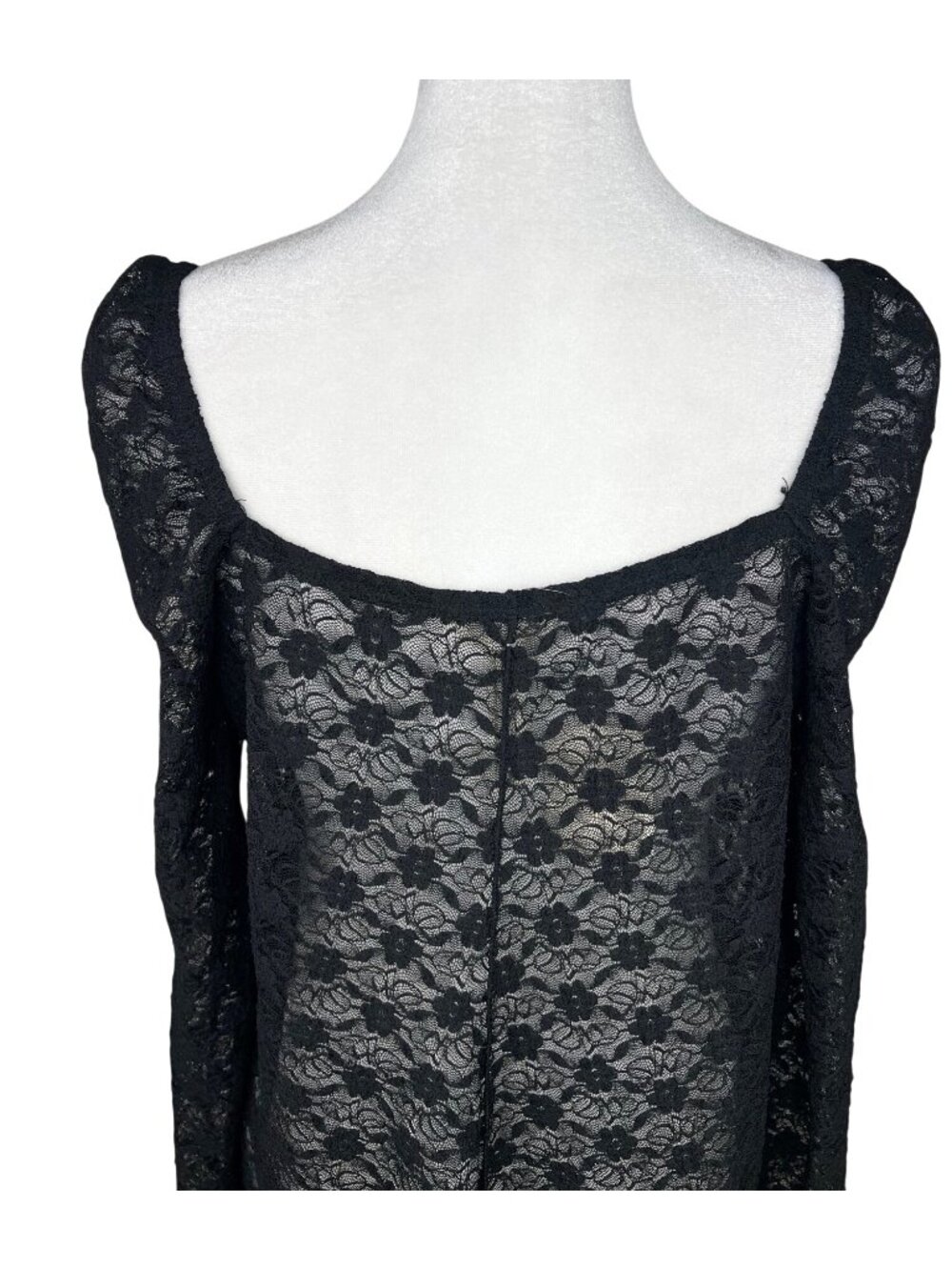 Free People Black Floral Lace Long Sleeve Tunic Top Womens Small New - Picture 13 of 15